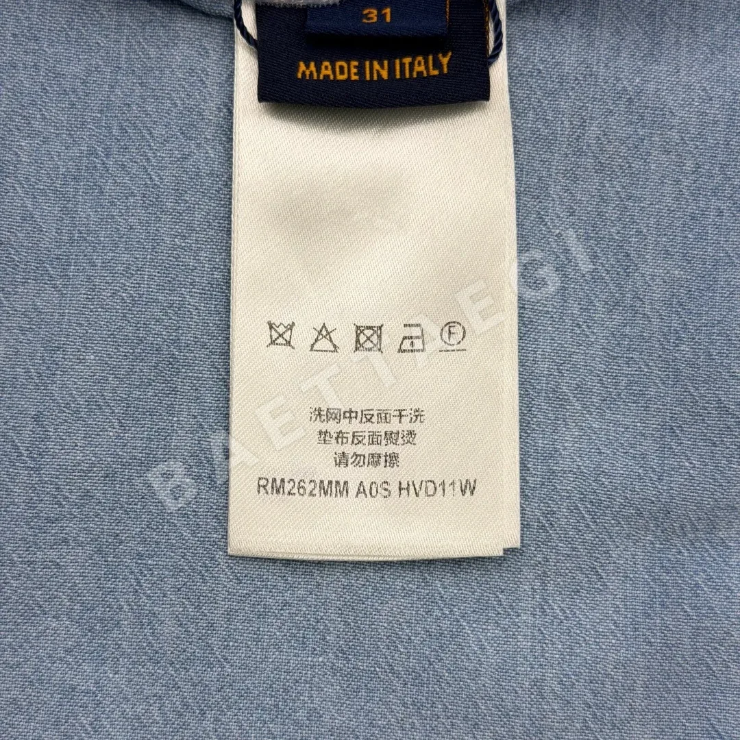 루이비통 LV 자수 샴브레이 남성 반바지 상세 이미지 9