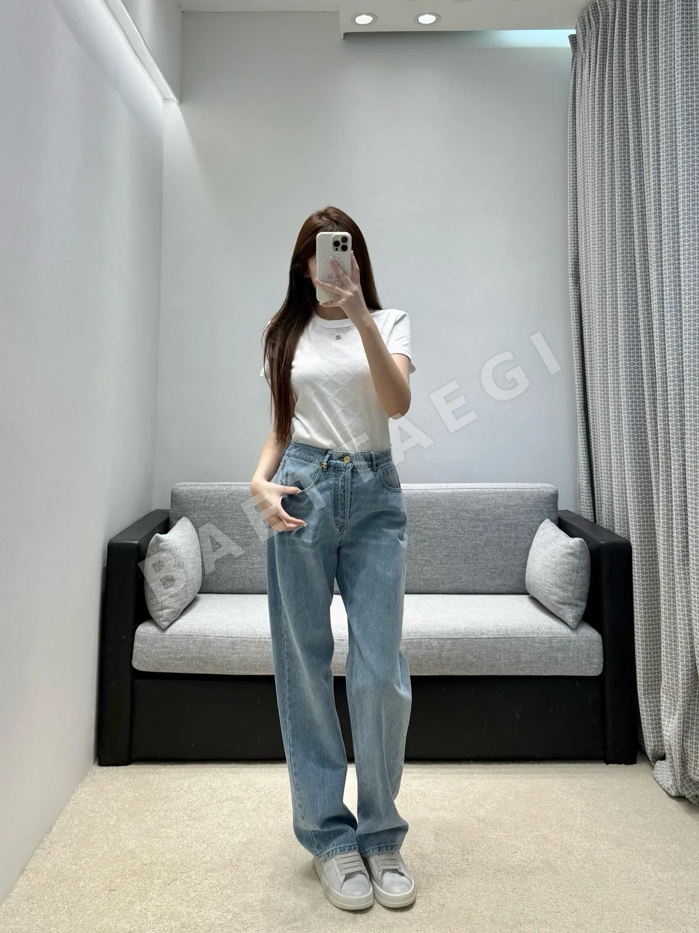 샤넬 퀼팅 미니 로고 반팔 니트 탑 상세 이미지 4