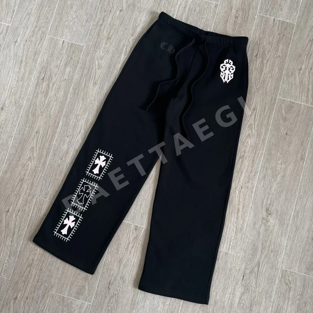 크롬하츠 십자가형 디자인 블랙 애슬레틱 캐주얼 바지 상세 이미지 2