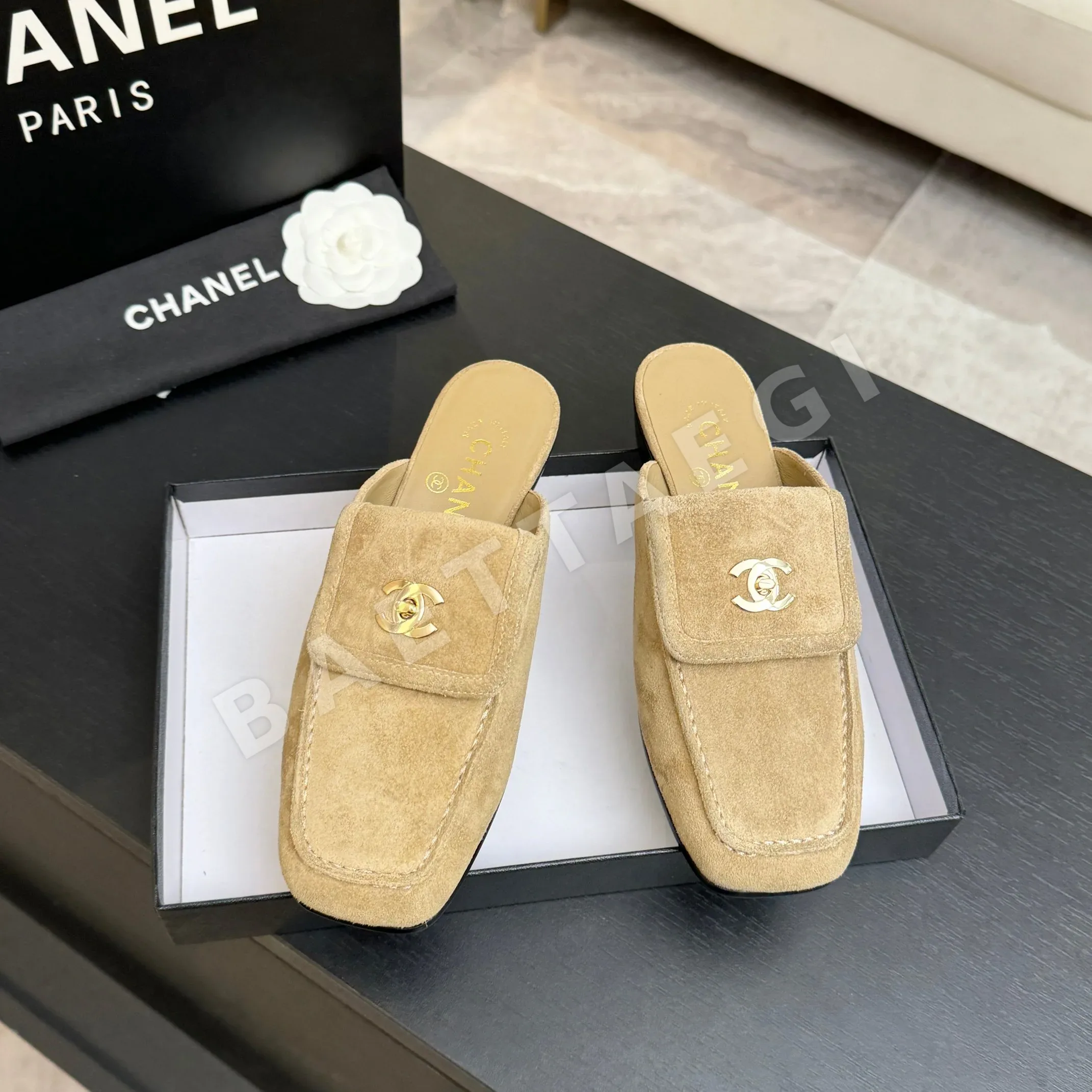 샤넬 26C 더블 C 버클 스퀘어 토 슬리퍼 상세 이미지 5