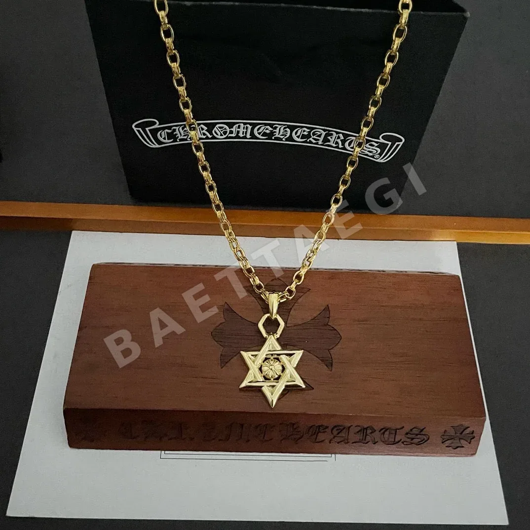 크롬하츠 골드 클래식 레터 육각별 펜던트 목걸이 상세 이미지 5