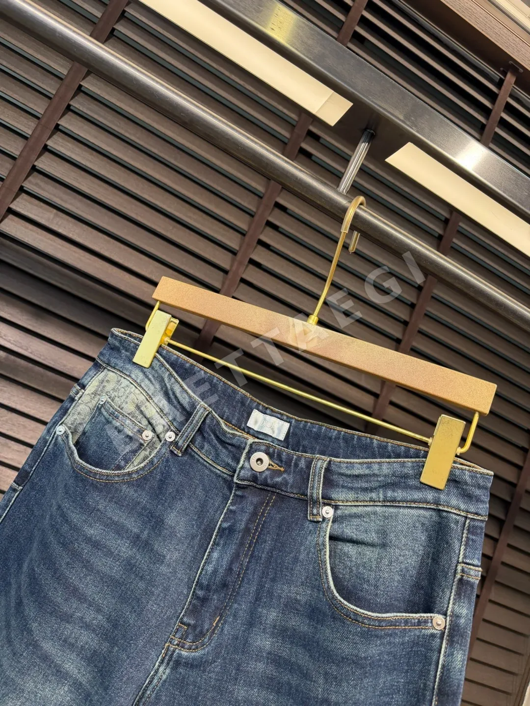 디올 남성 블루 데님 바지 상세 이미지 3