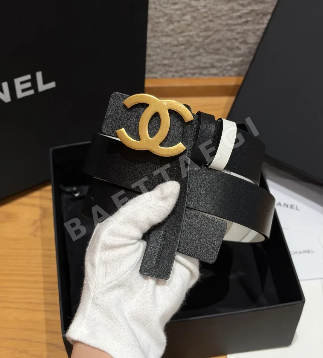 샤넬 리버시블 카프스킨 더블 C 버클 벨트 상세 이미지 2