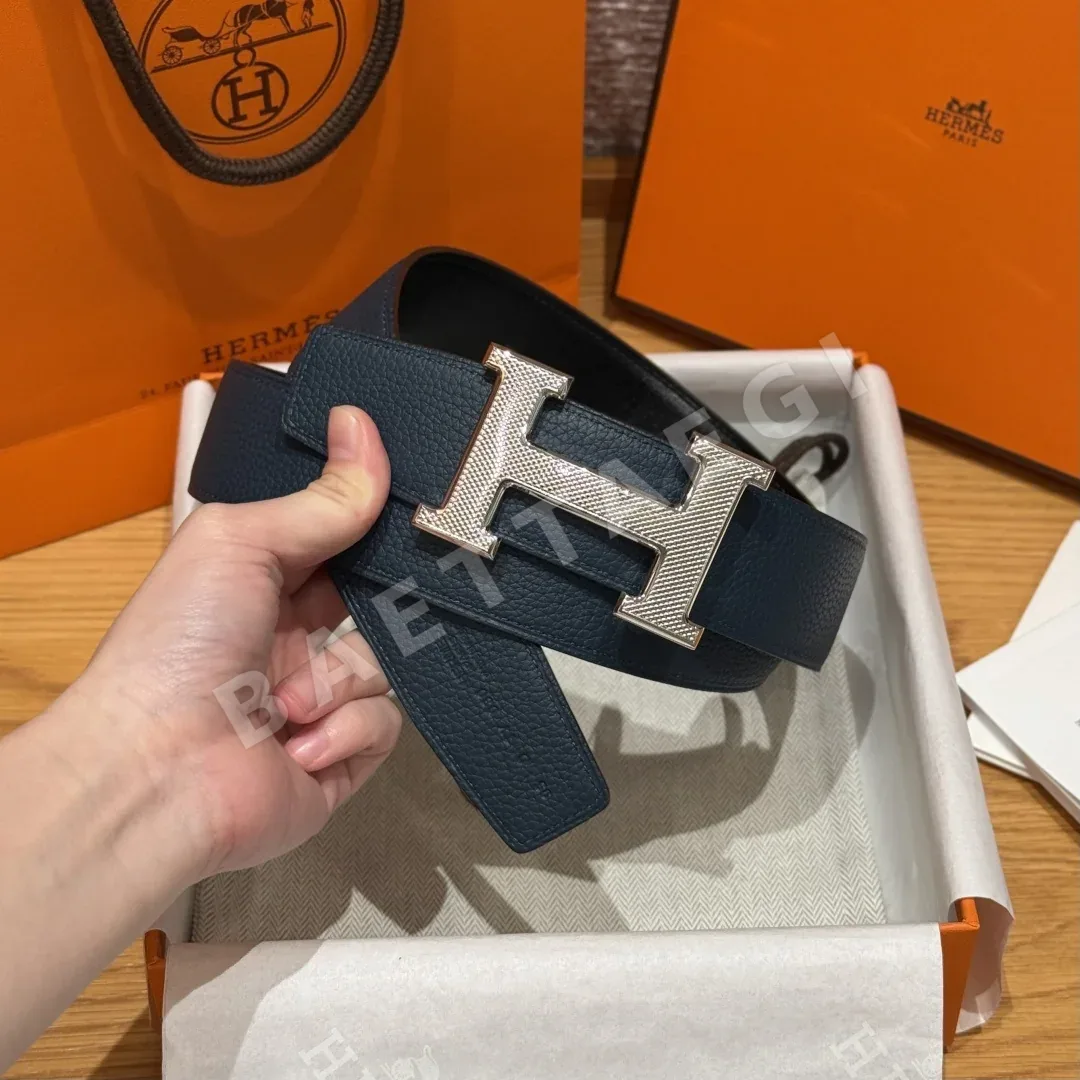 에르메스 엠보스 가죽 양면 벨트 175662