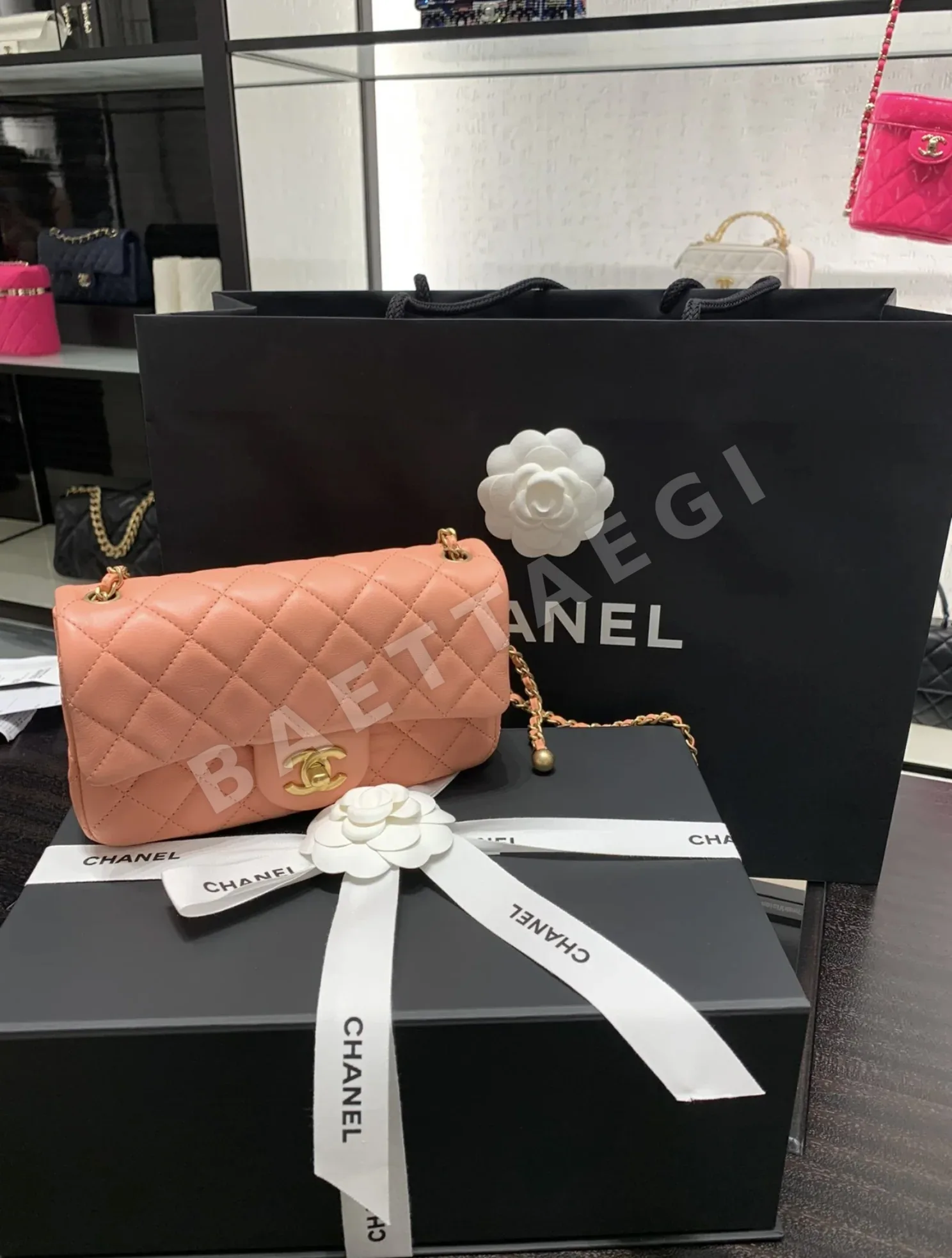 샤넬 23K 빈티지 로즈 핑크 미니 가방 상세 이미지 9