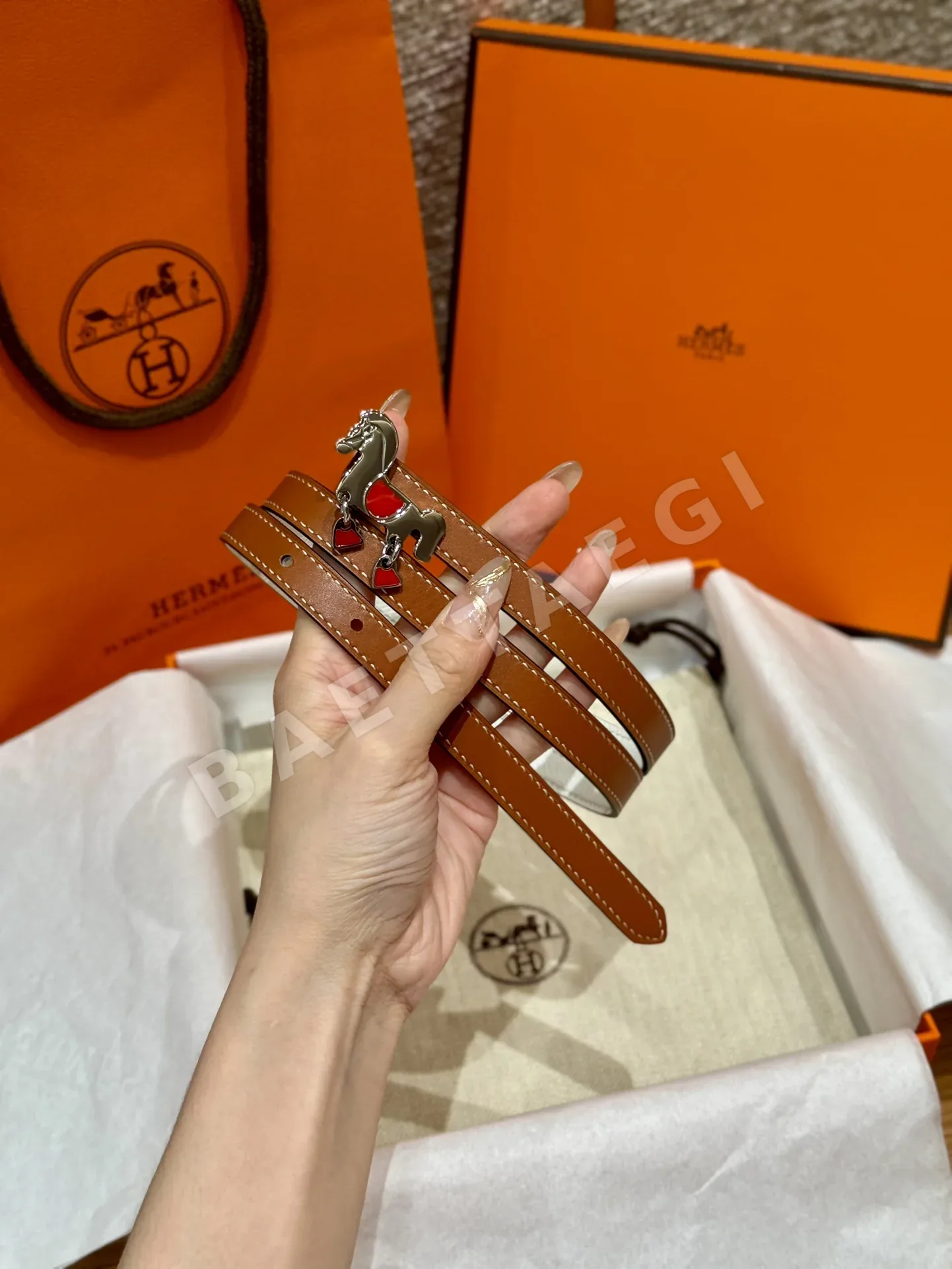 에르메스 포니 버클 양면 가죽 벨트 상세 이미지 2