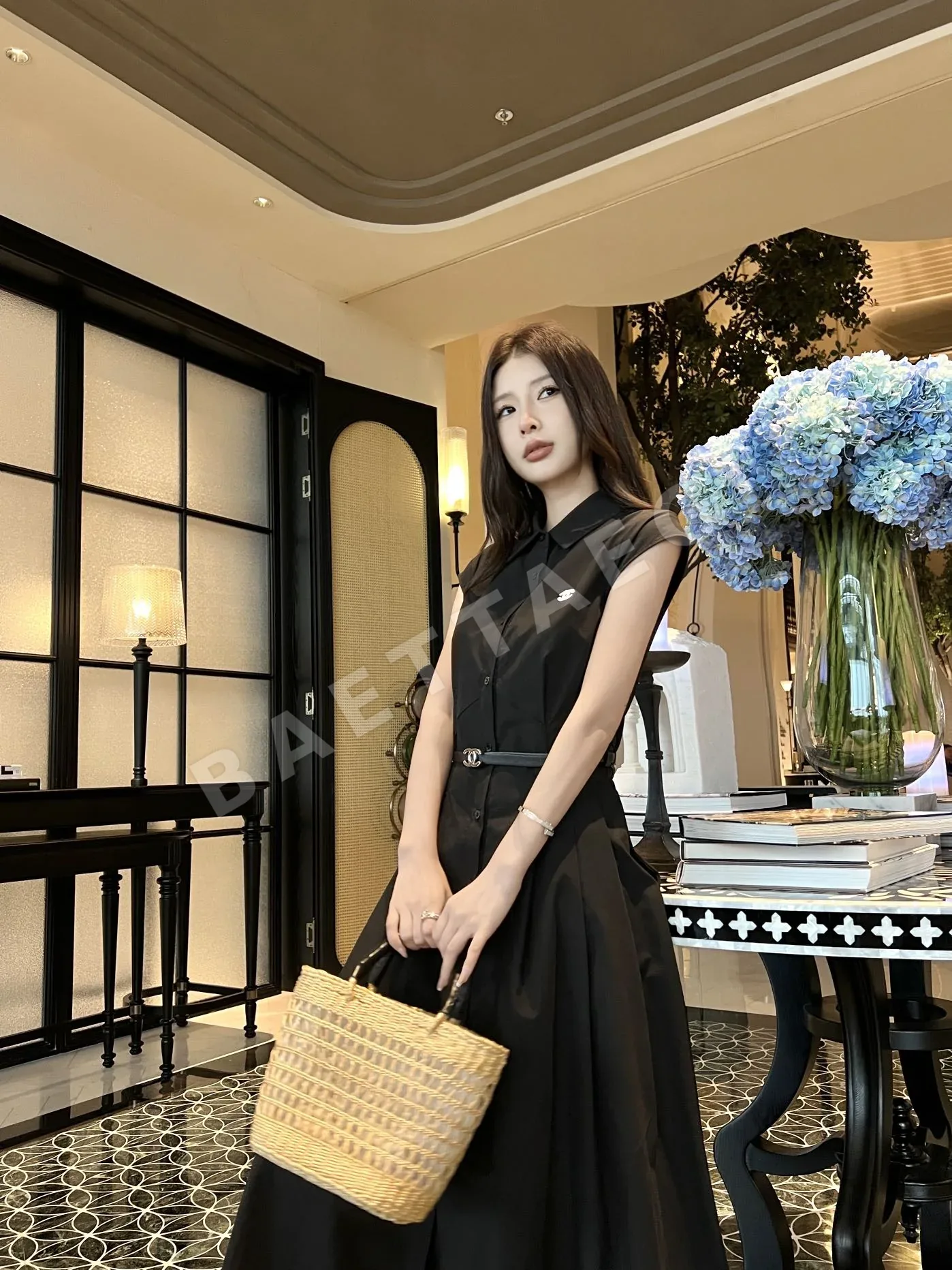 샤넬 민소매 A라인 원피스 여성용 상세 이미지 4