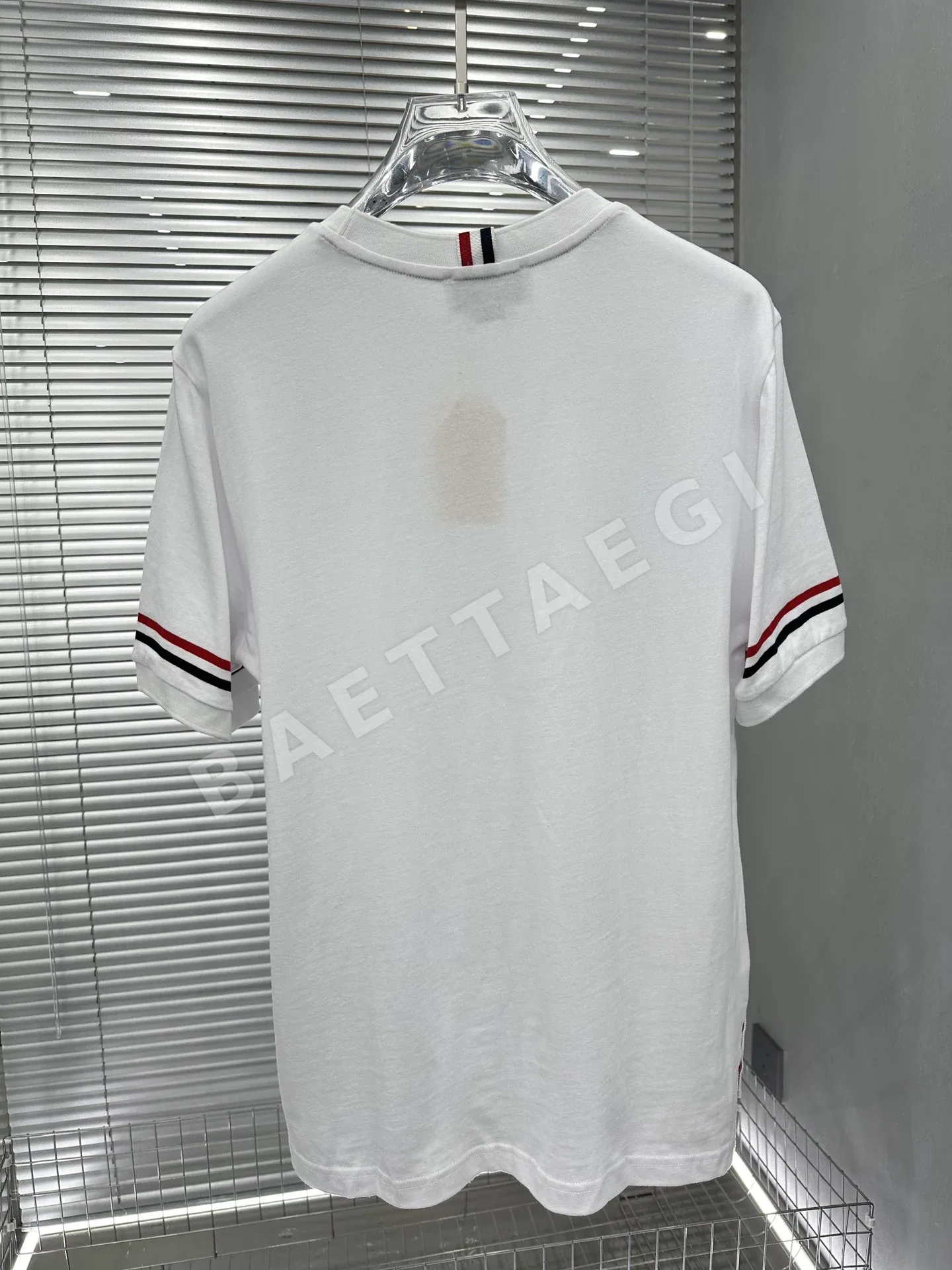 톰브라운 더블 니트 실 염색 코튼 반팔 셔츠 상세 이미지 9