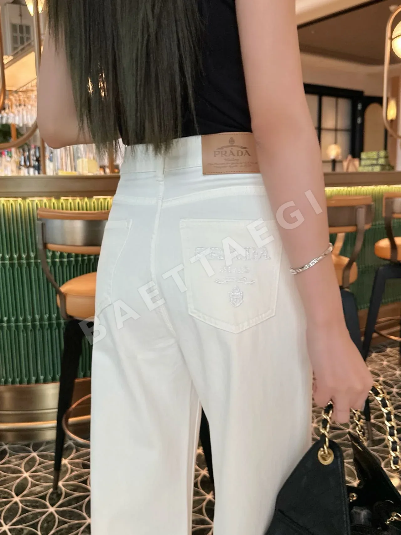 프라다 스트레이트 레그 데님 여자 바지 상세 이미지 2