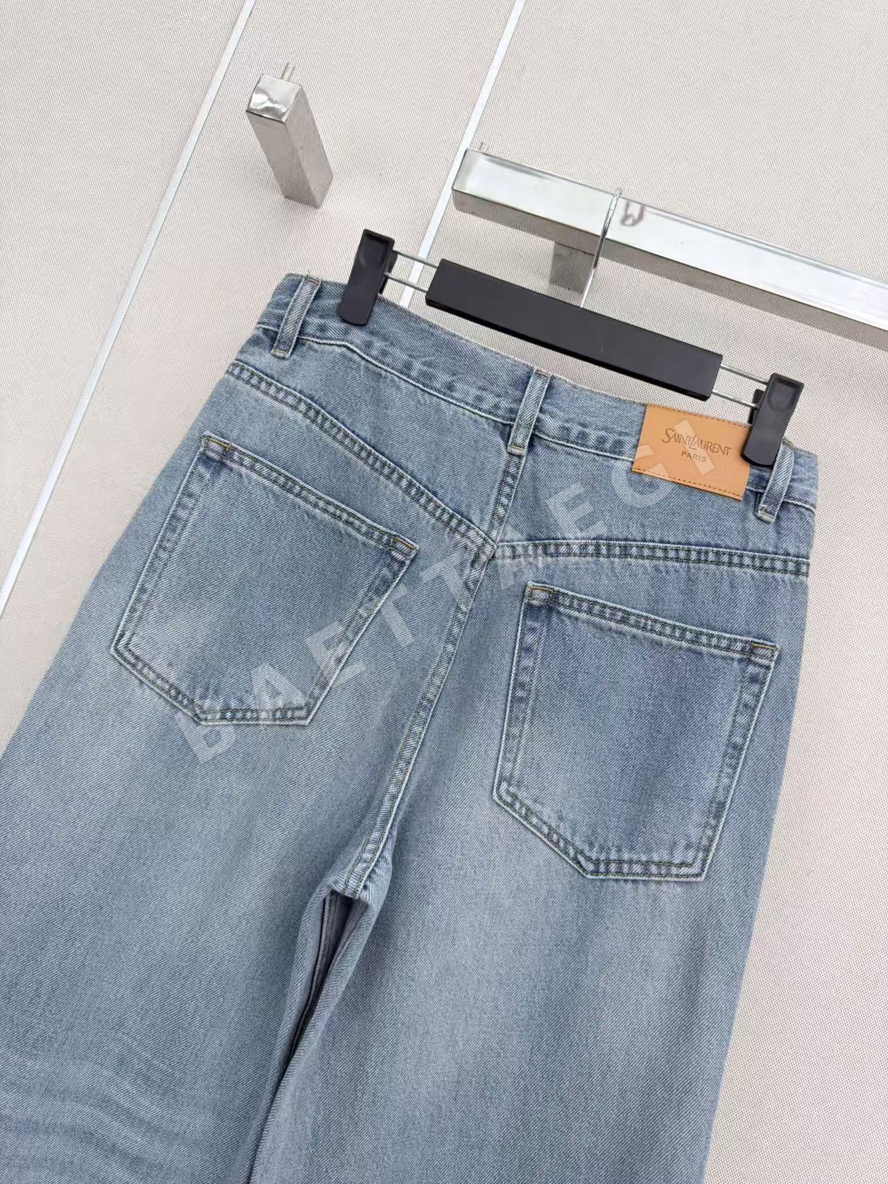 생로랑 여성 스트레이트 레그 진 바지 상세 이미지 7