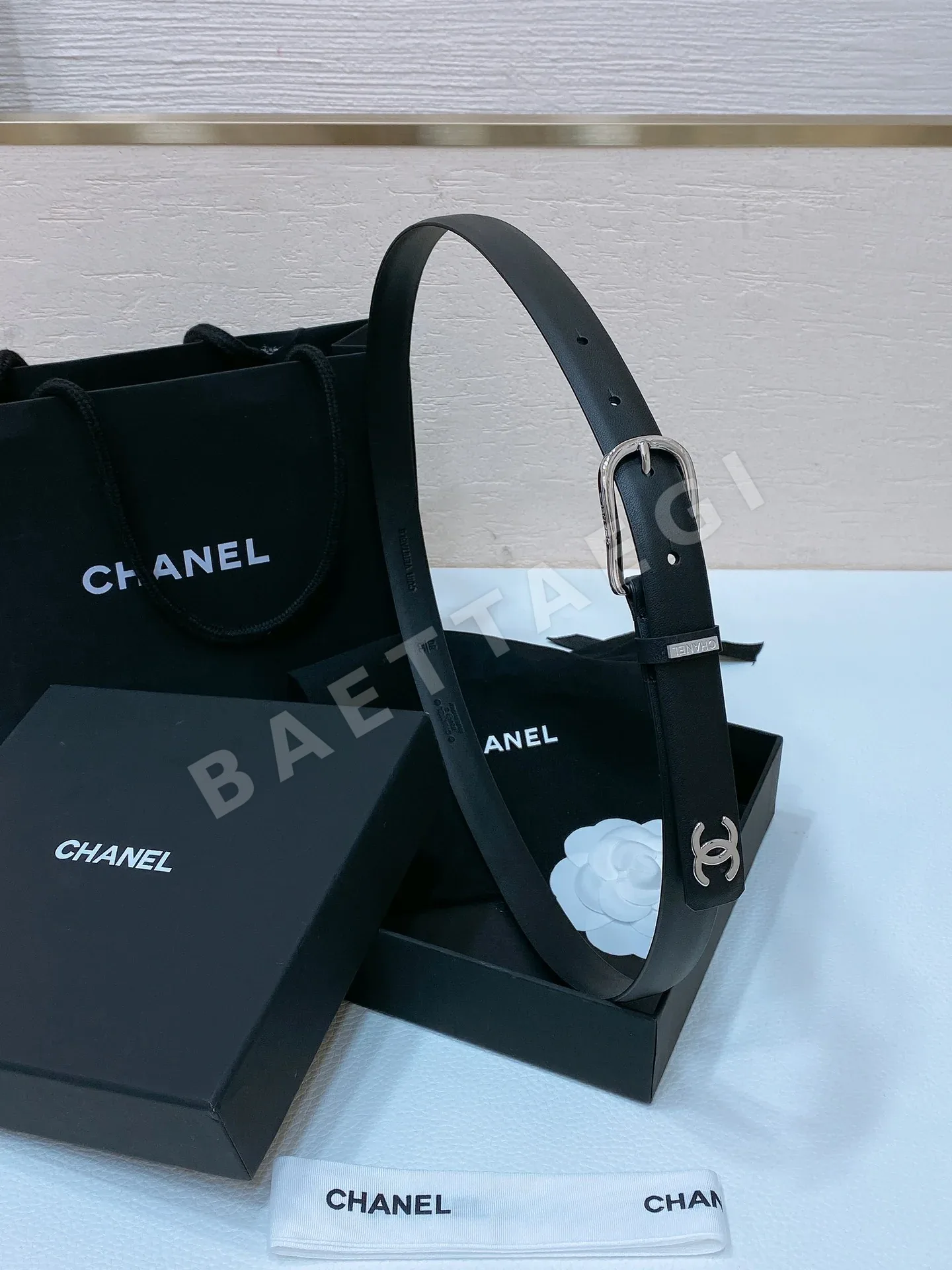 샤넬 CC 카프스킨 핀 버클 벨트 58454