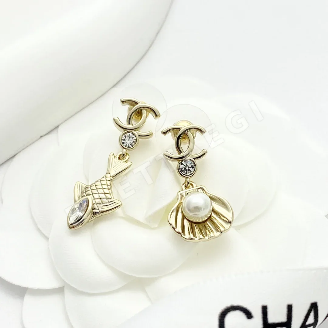 샤넬 더블 C 조개 물고기 비대칭 귀걸이 상세 이미지 8