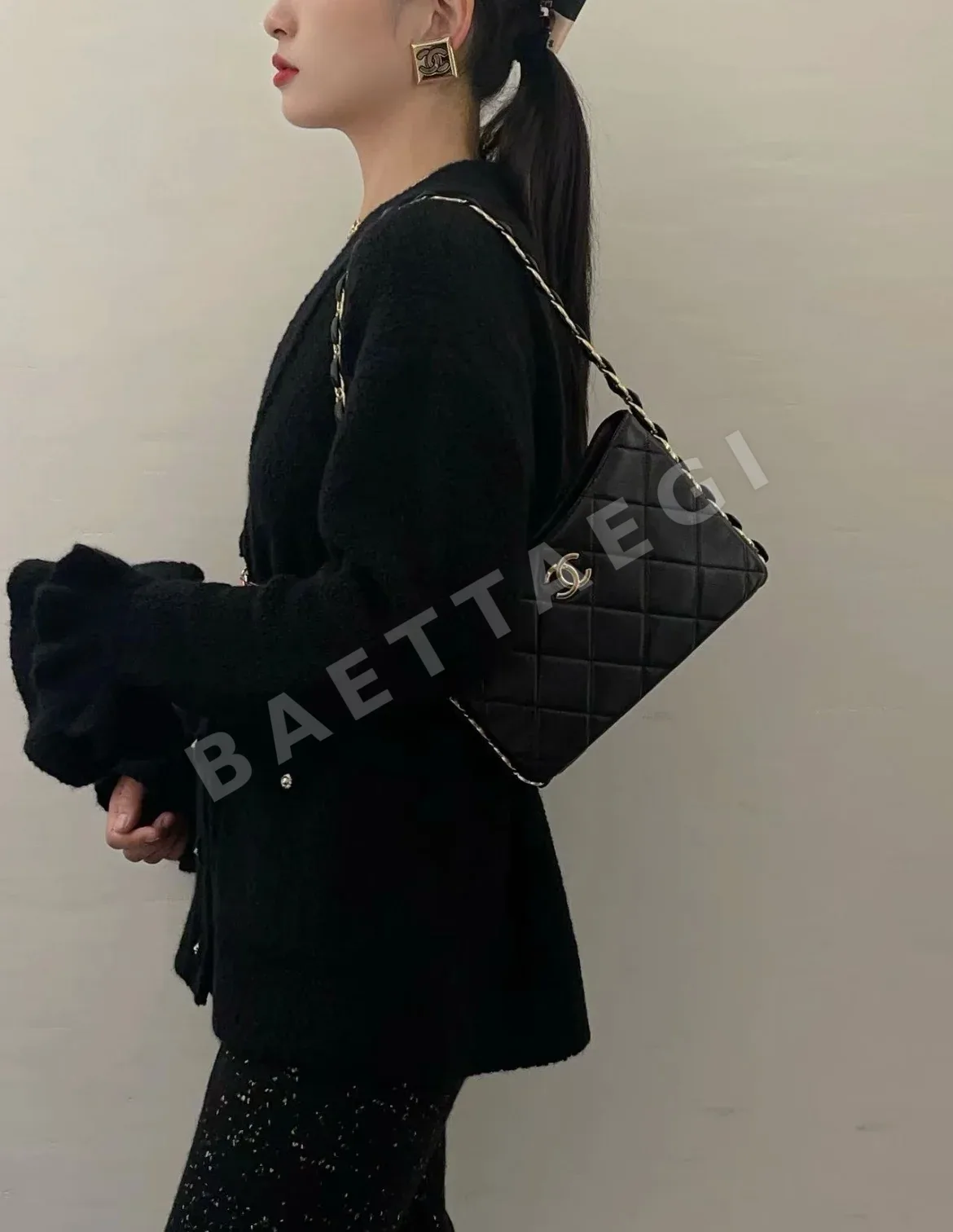샤넬 24K 체인 블랙 램스킨 호보백 24K 상세 이미지 4