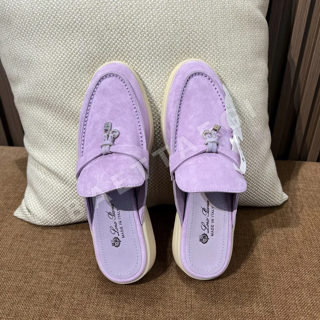 로로피아나 보라색 이탈리아 가죽 슬리퍼 9802