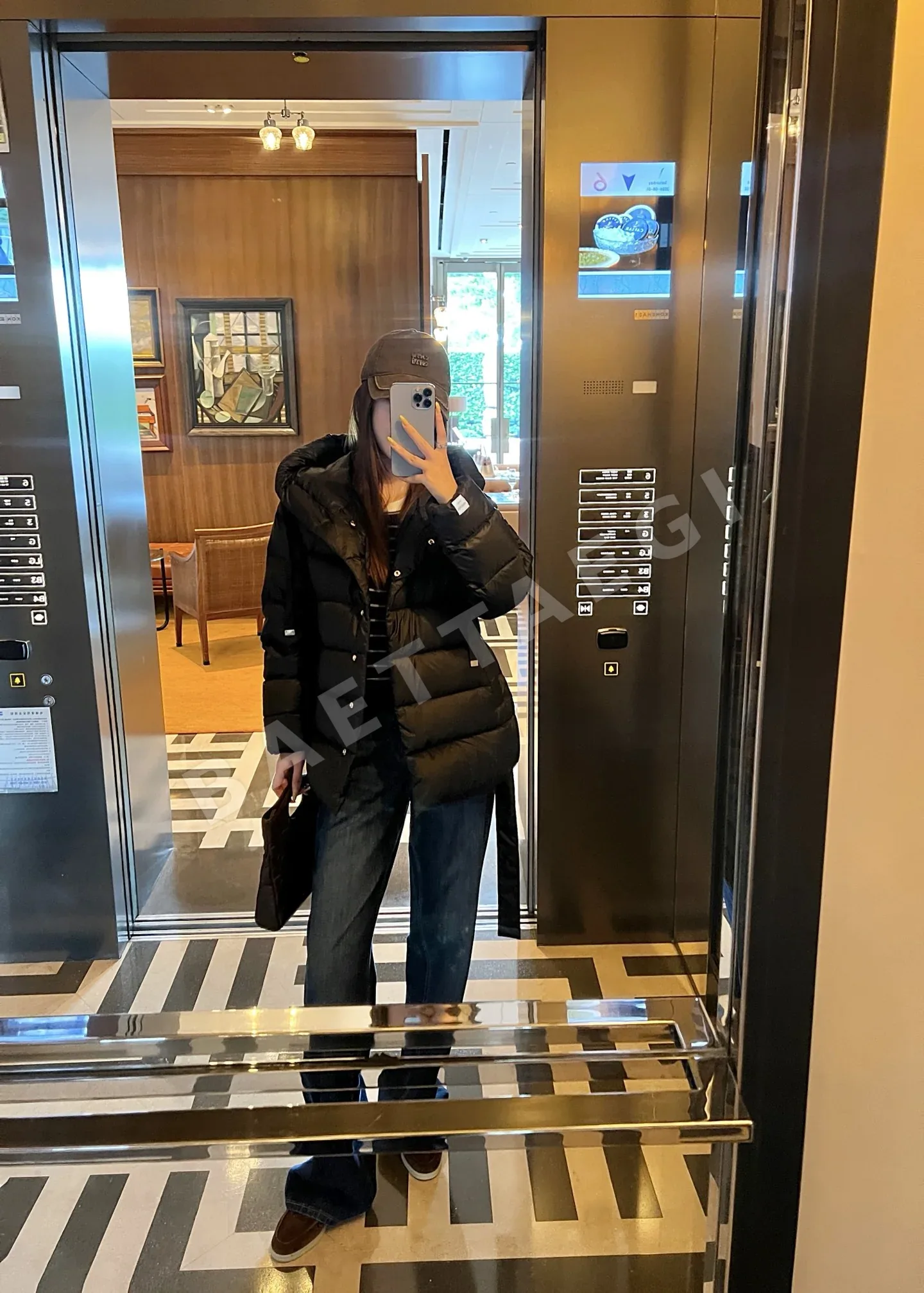 막스마라 후드 다운 벨티드 여성 패딩 155910