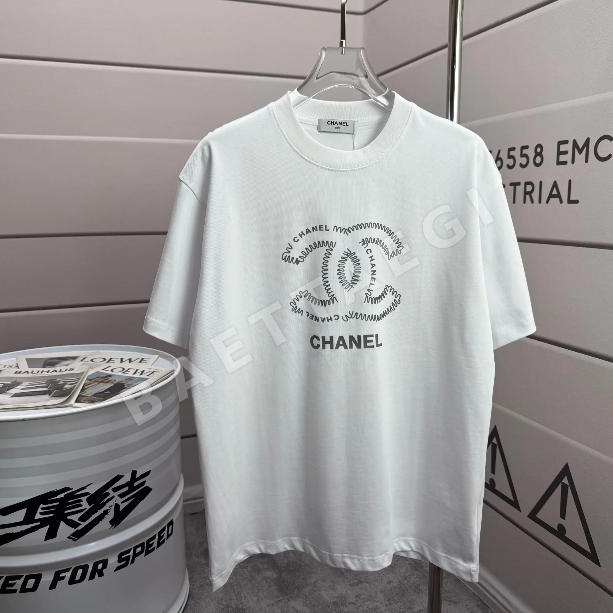 샤넬 3D 실리콘 가공 코튼 반팔 티셔츠 86826