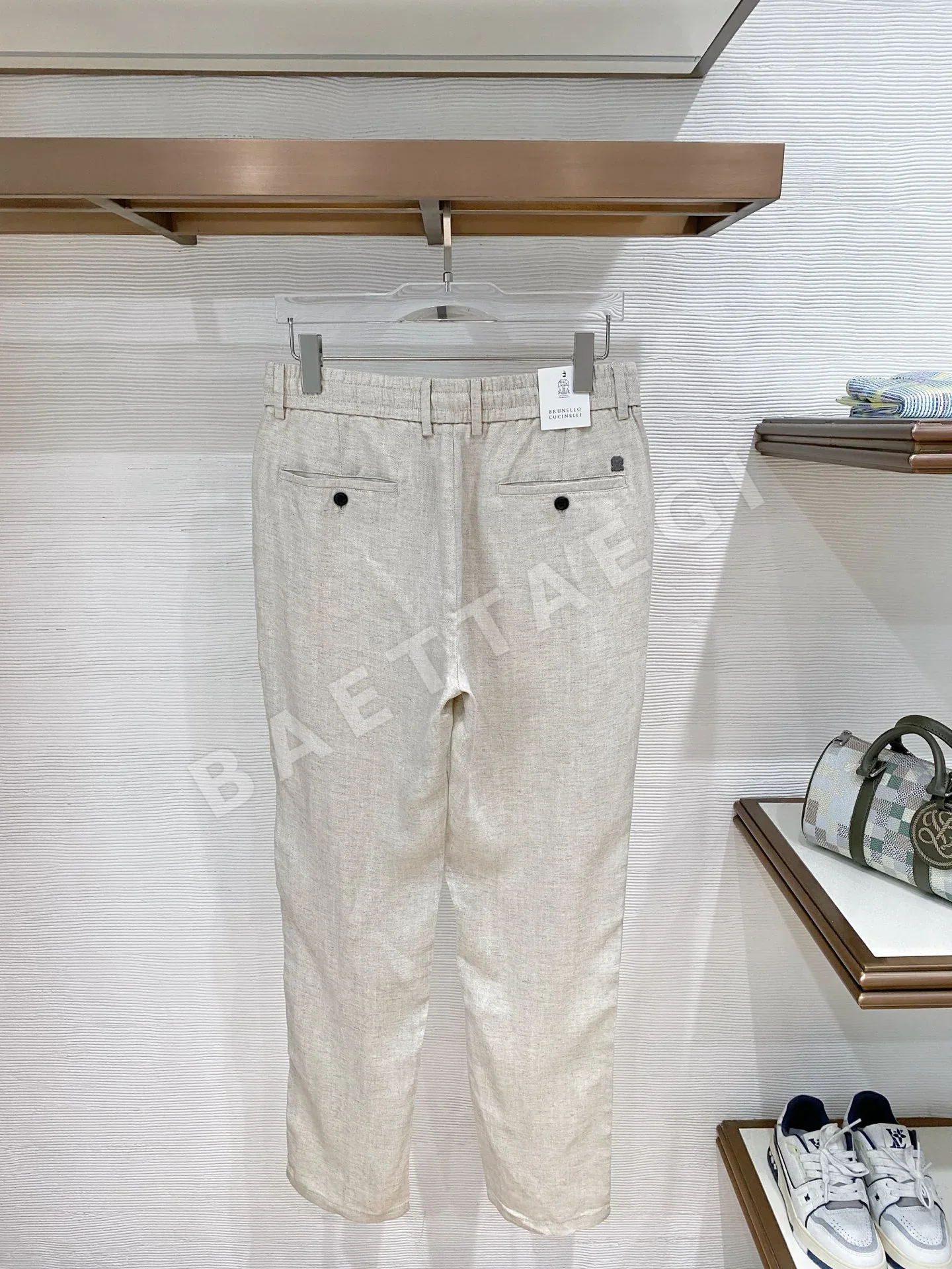 브루넬로쿠치넬리 남성 린넨 드로스트링 캐주얼 바지 상세 이미지 9