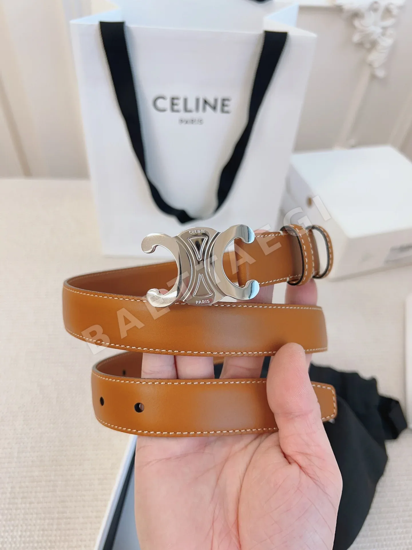 셀린느 브라운 가죽 벨트 상세 이미지 8