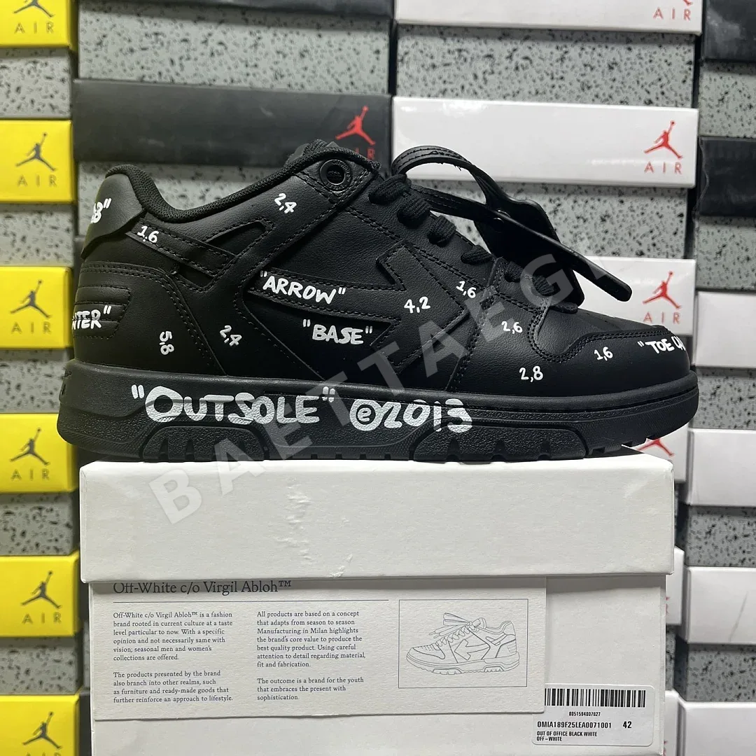 오프화이트 아웃 오브 오피스 OOO 로우 탑스 블랙 202440 Off White Out Of Office OOO Low Tops 상세 이미지 1