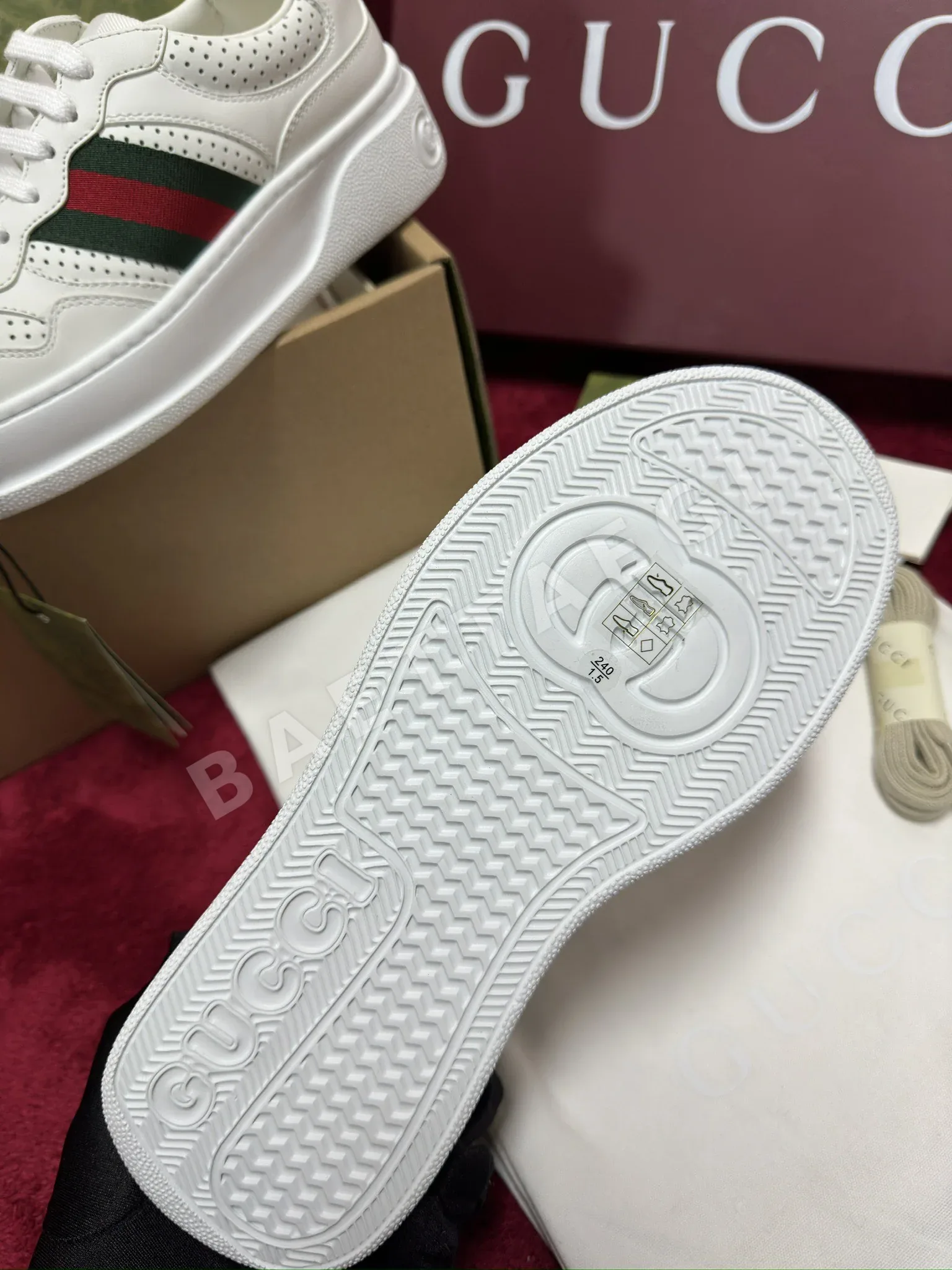 구찌 카프스킨 패치워크 더블 G 자카드 여성·남성 신발 상세 이미지 8