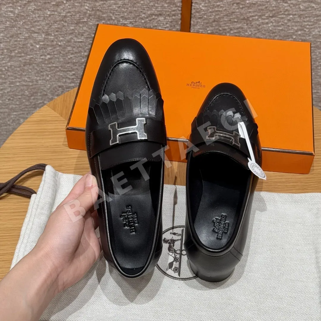 에르메스 로얄 로퍼 블랙 염소가죽 드립그루버 버클 상세 이미지 2