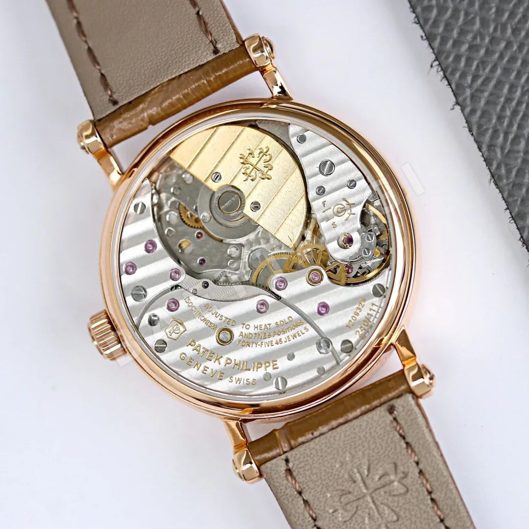 파텍필립 프리미엄 워치 다이아 자동 초박형 레더스트랩 화이트 다이얼 여성용 레플리카 44192 Patek Philippe 상세 이미지 4