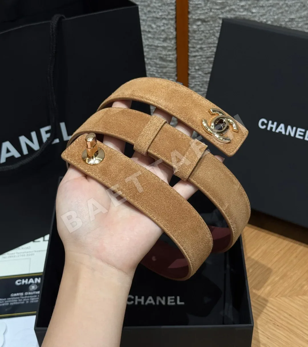 샤넬 가죽 회전식 더블 C 버클 벨트 상세 이미지 2