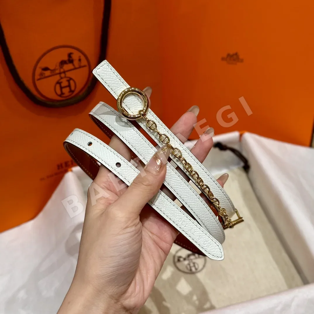 에르메스 팔라듐 메탈 체인 잠금 가죽 벨트 상세 이미지 3