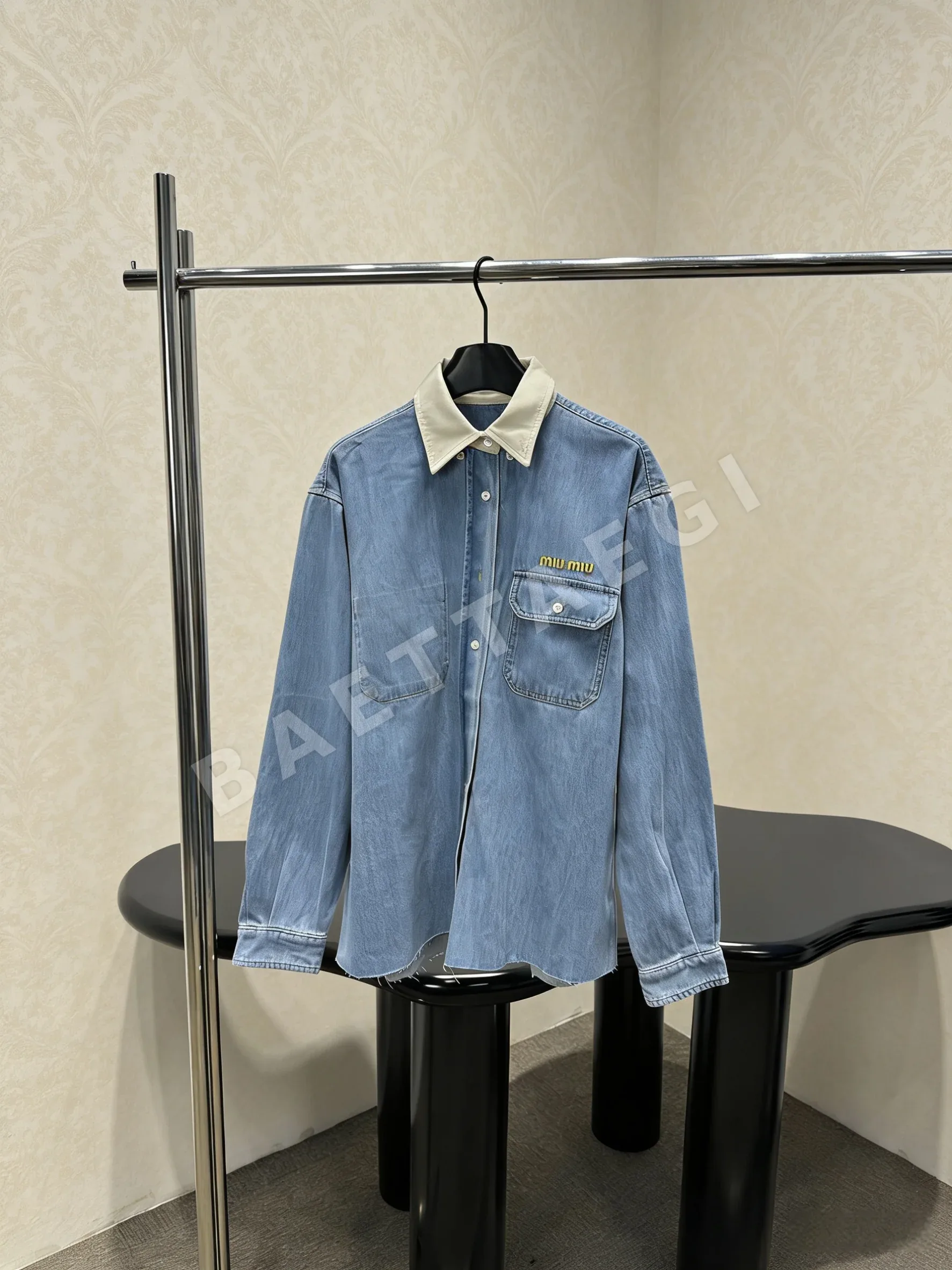 미우미우 블루 데님 카라 자켓 상세 이미지 10