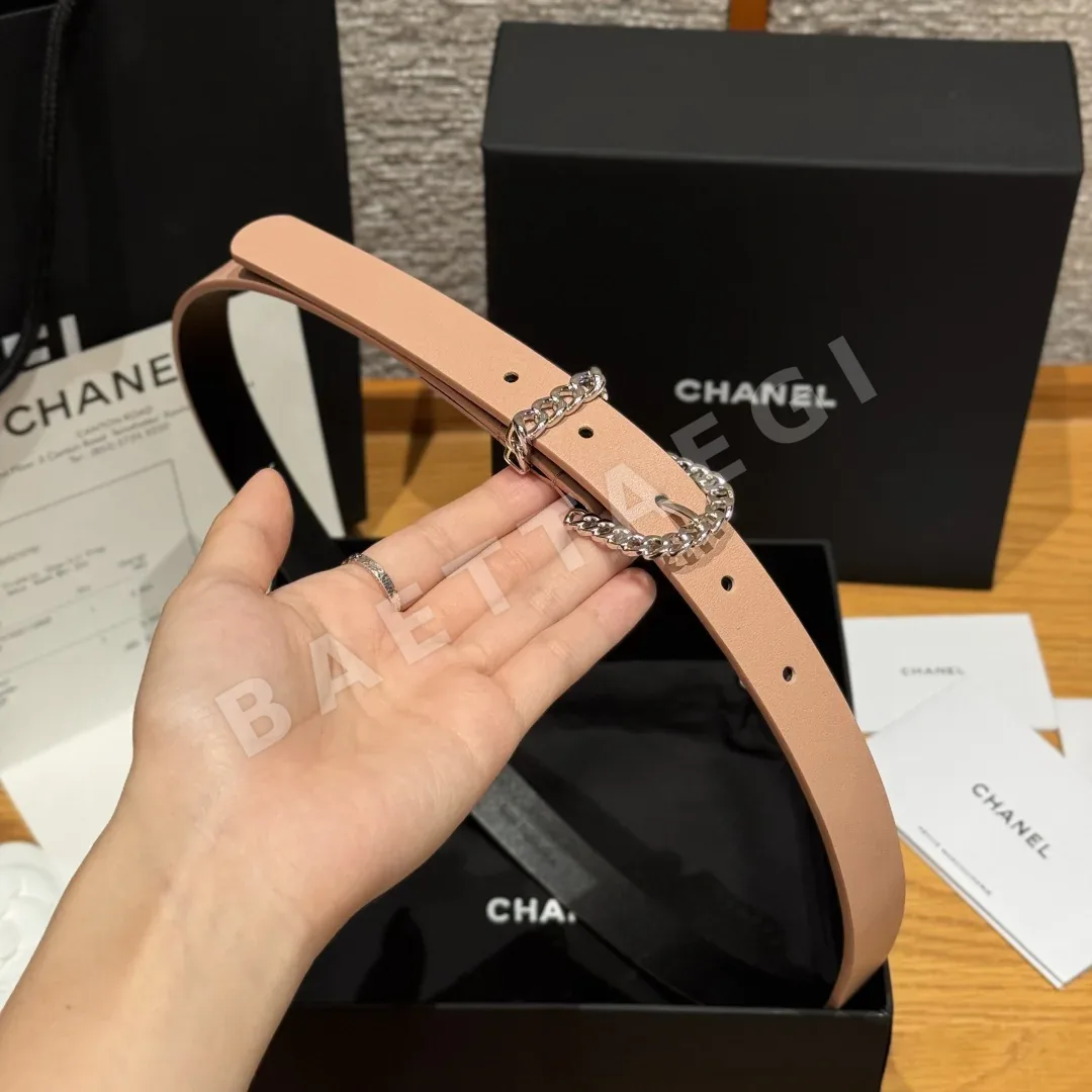 샤넬 체인 로고 소가죽 벨트 상세 이미지 3
