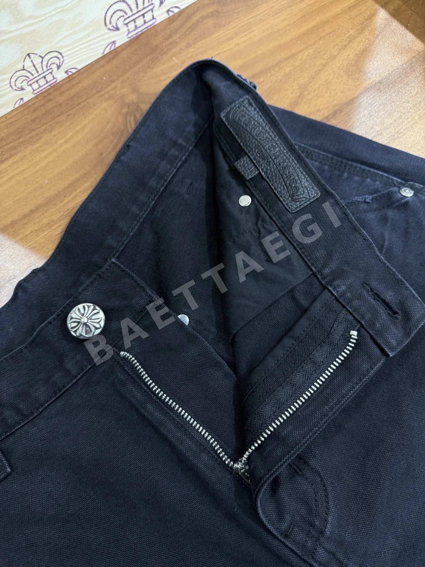 크롬하츠 크로커다일 레더 크로스 패치 바지 상세 이미지 5