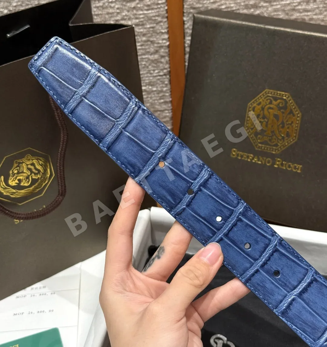 스테파노리치 독수리 헤드 악어무늬 가죽 벨트 상세 이미지 7