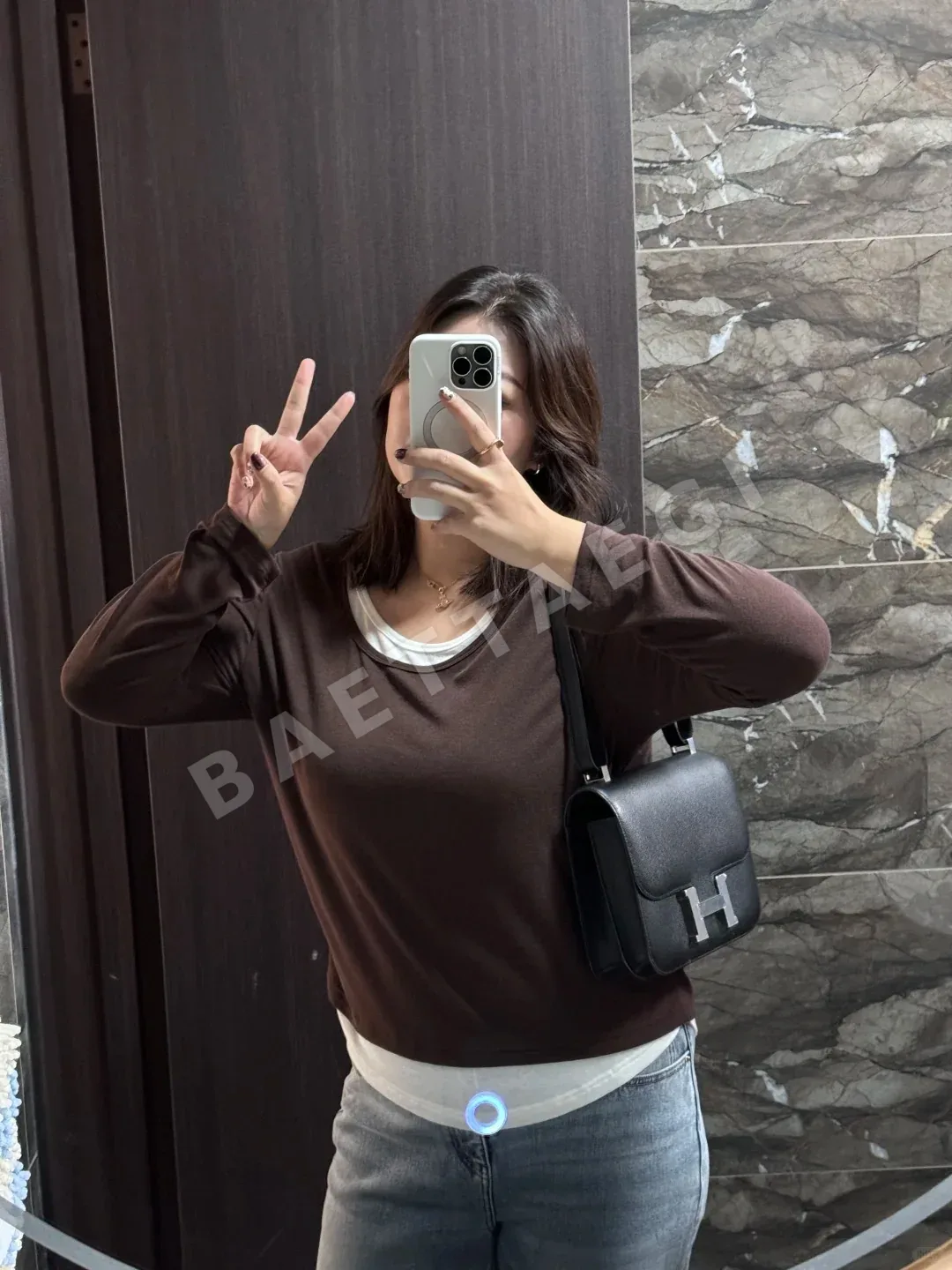 에르메스 미디엄 블랙 실버 가방 상세 이미지 3