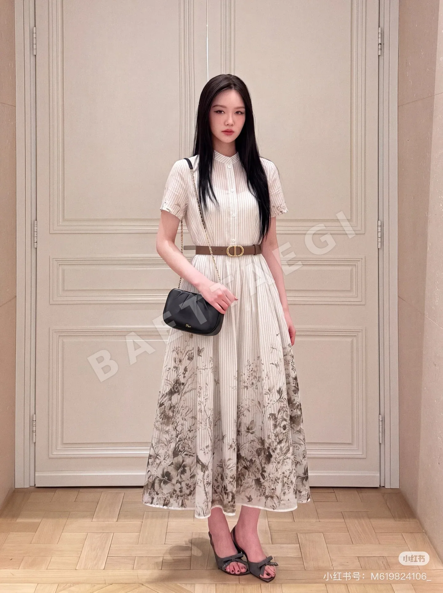 디올 블루&화이트 포슬린 프린트 풀스커트 원피스 상세 이미지 1