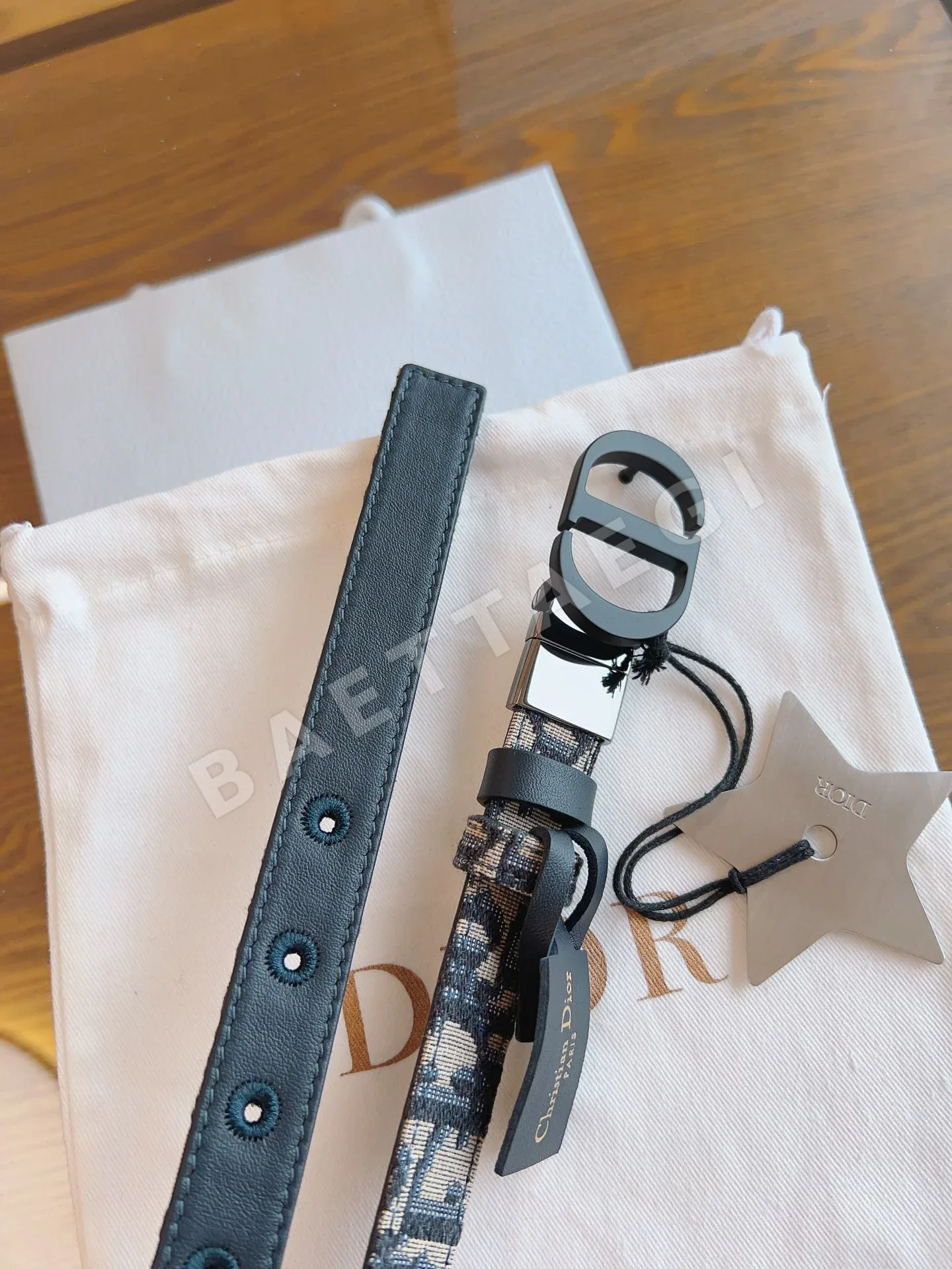 디올 블루 캔버스 가죽 벨트 상세 이미지 4
