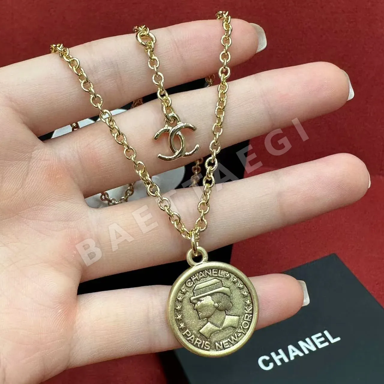 샤넬 빈티지 코인 펜던트 목걸이 178534