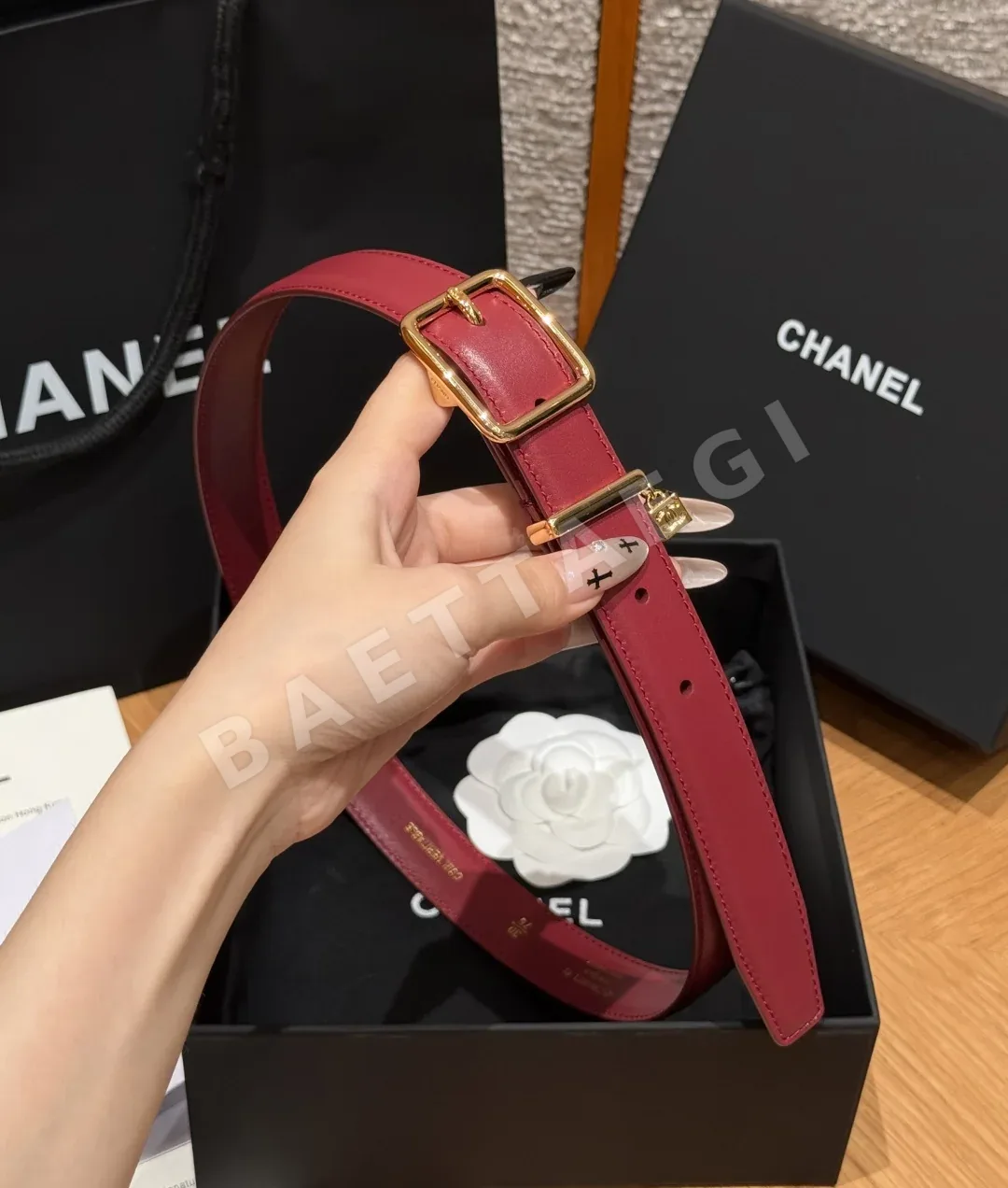샤넬 가죽 더블 C 사각 버클 벨트 상세 이미지 3