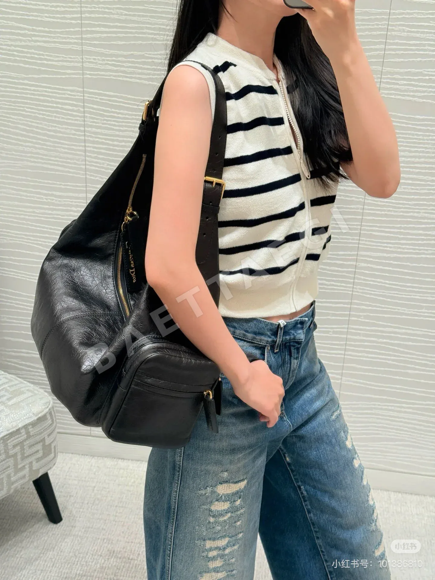 디올 다미지 가공 와이드 레그 데님 바지 상세 이미지 2