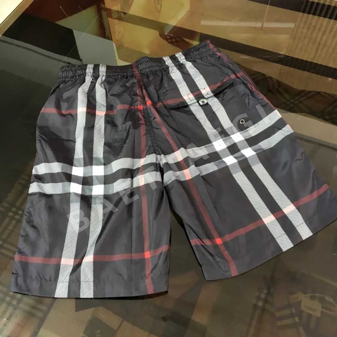 버버리 체크 패턴 메시 안감 남성 반바지 상세 이미지 5