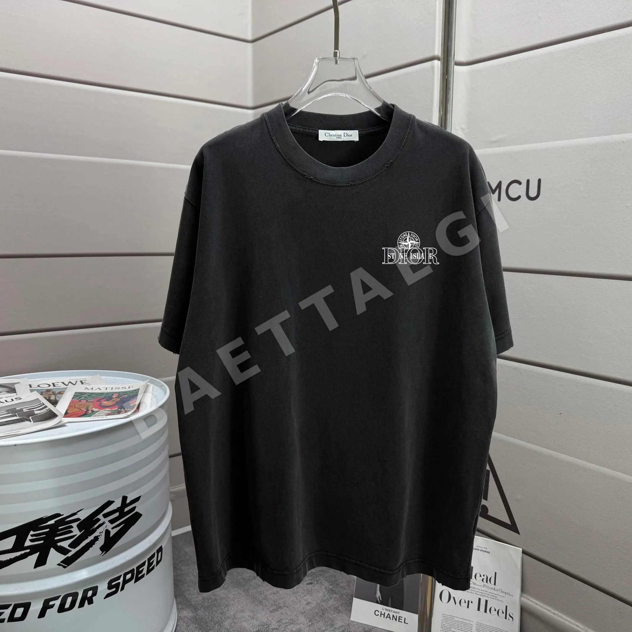 디올 워시드 가공 남성 크루넥 반팔 티셔츠 상세 이미지 2