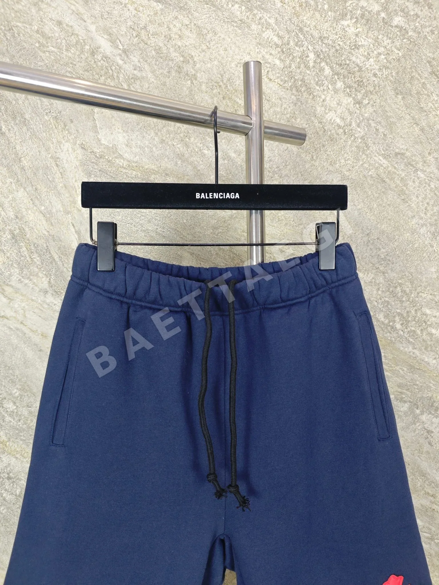 크롬하츠 꽃무늬 네이비 블루 램스킨 은장 반바지 상세 이미지 3