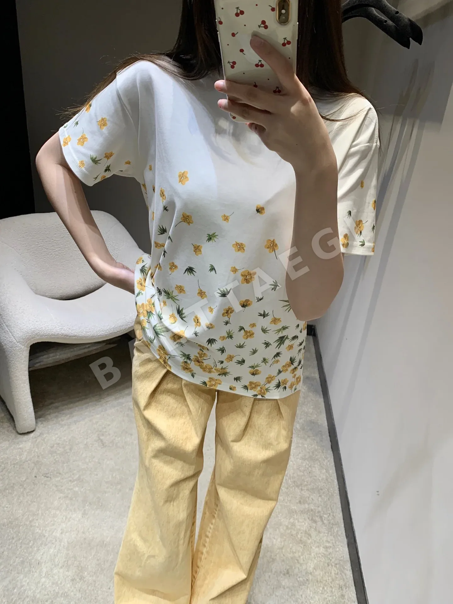 디올 꽃무늬 크루넥 반팔 티셔츠 상세 이미지 8