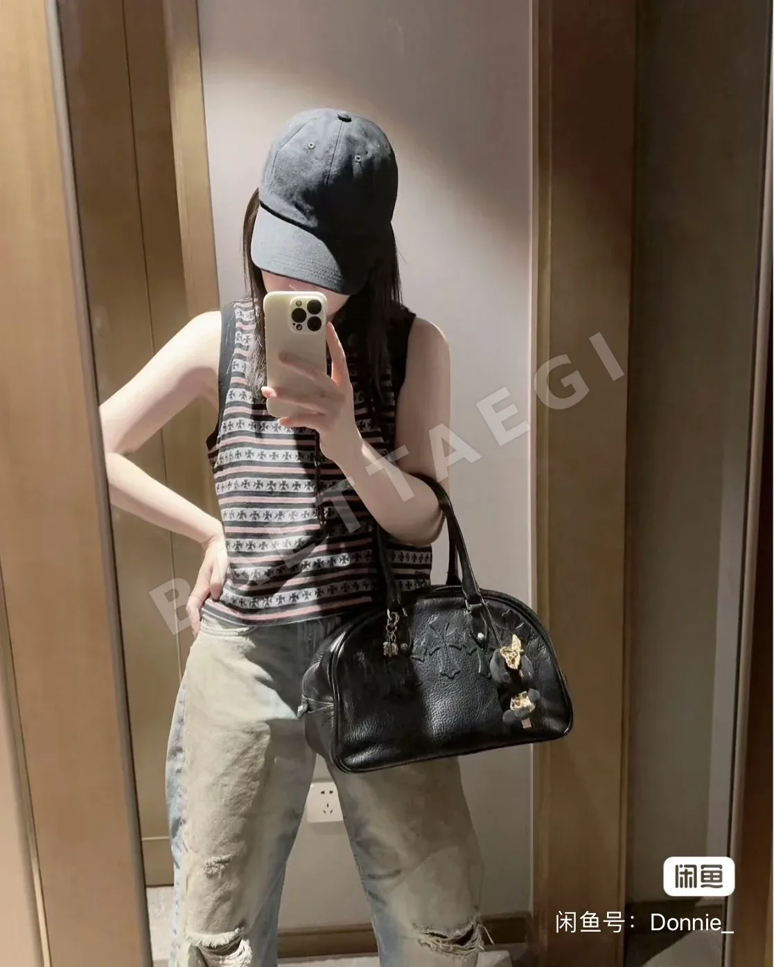크롬하츠 짐 미디엄 블랙 볼링백 상세 이미지 11