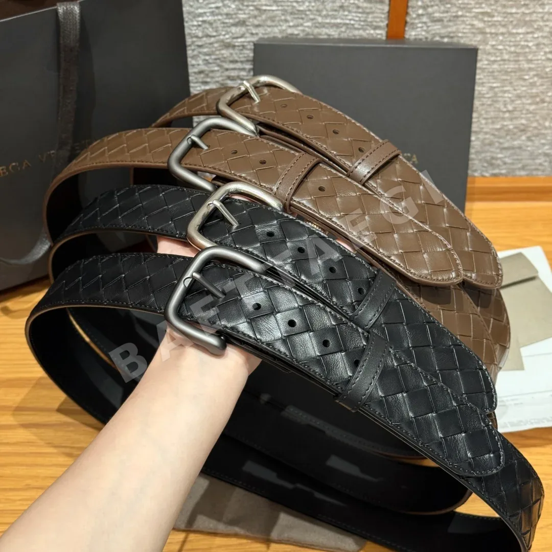 보테가베네타 인트레차토 짜임 소가죽 벨트 176891