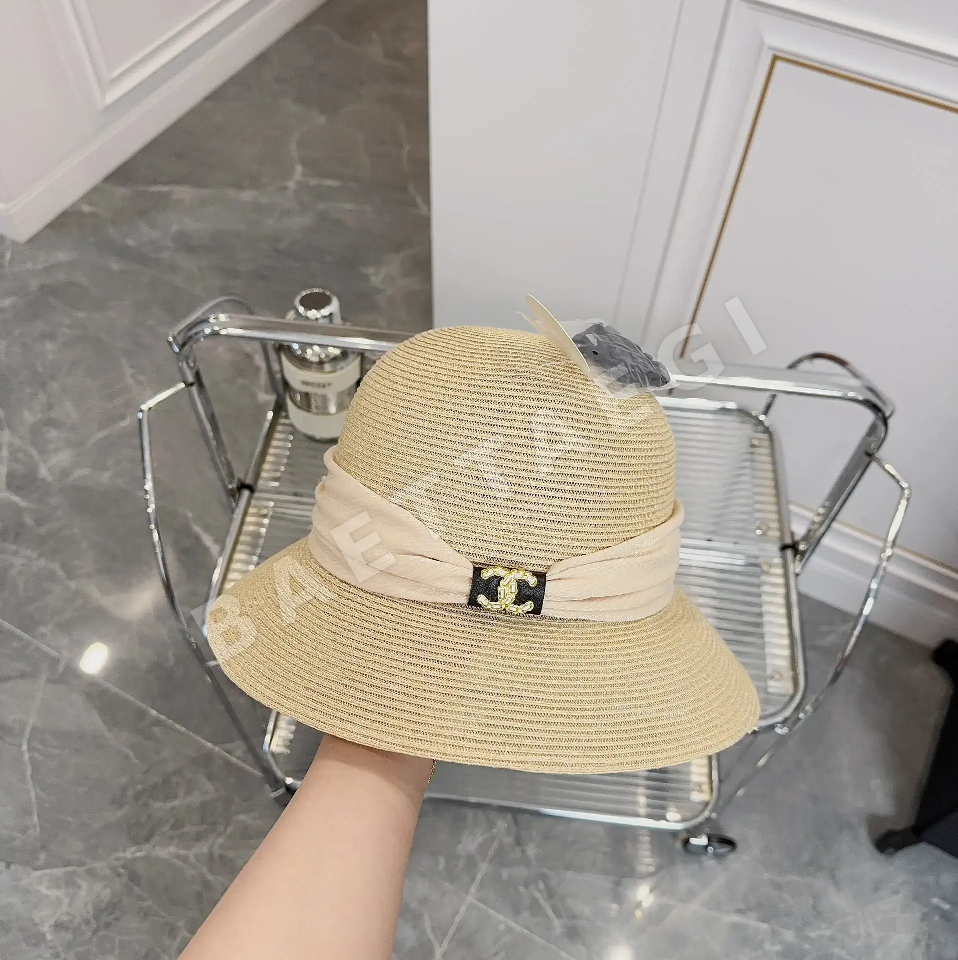 샤넬 새틴 트림 선햇 모자 상세 이미지 8
