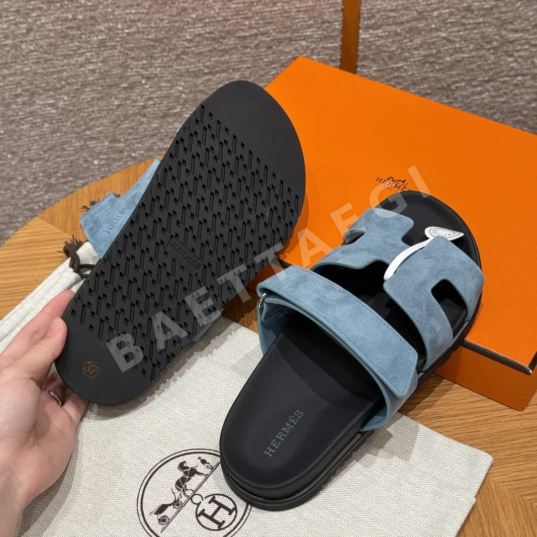 에르메스 시프레 샌들 뉴블루진 샤모아레 ー 컷아웃 상세 이미지 6