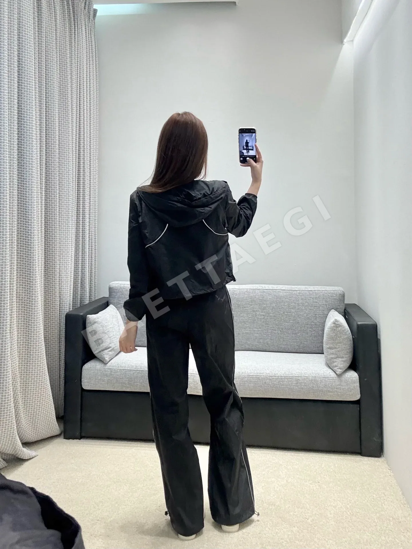샤넬 크롭 후드 재킷 와이드 팬츠 세트 상세 이미지 7