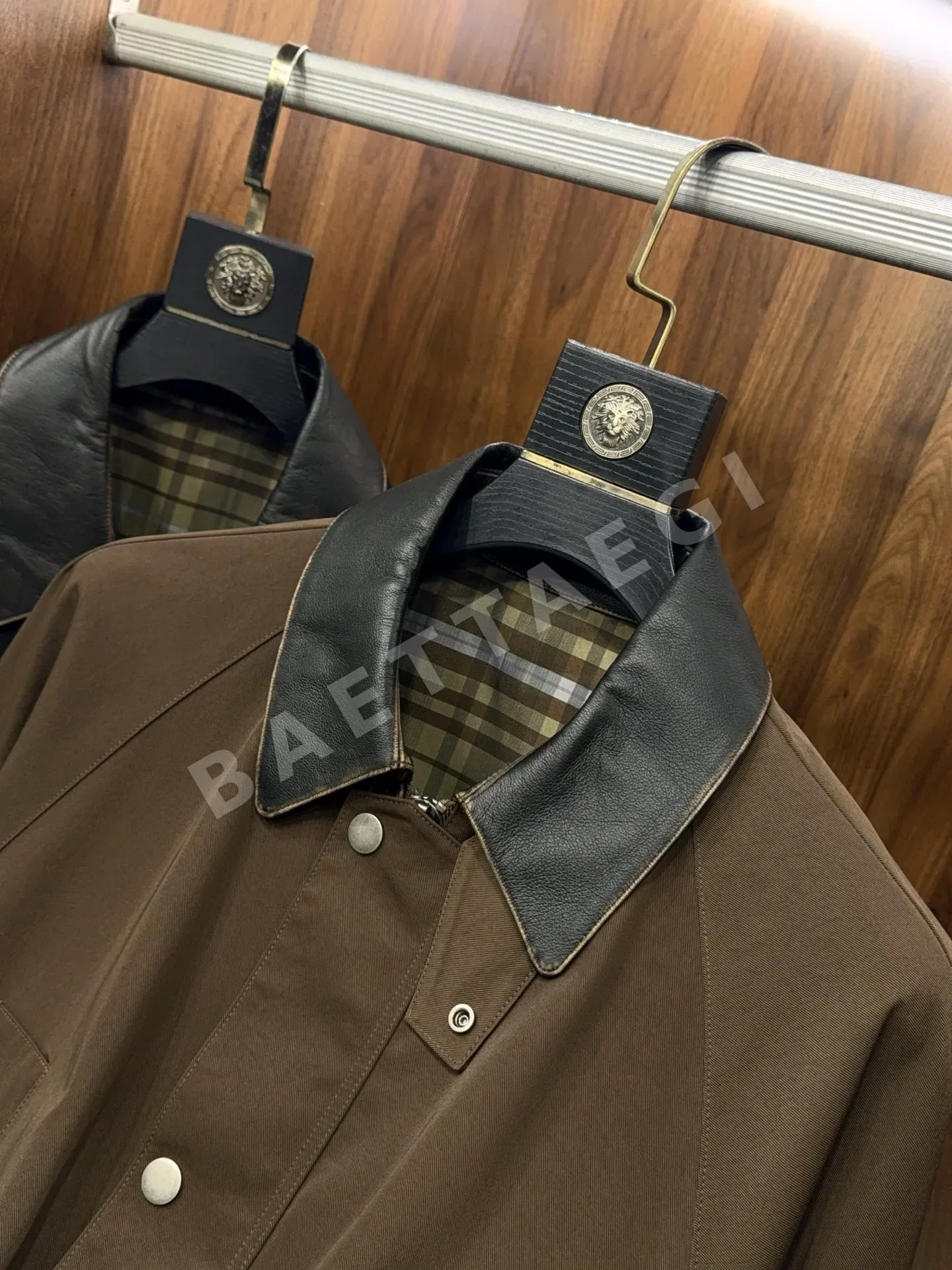 벨루티 블루 가죽 트렌치코트 자켓 상세 이미지 4