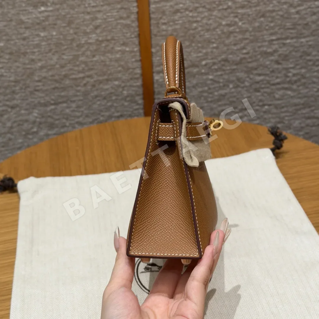 에르메스 켈리 미니 2 골드 하드웨어 가죽 가방 상세 이미지 3