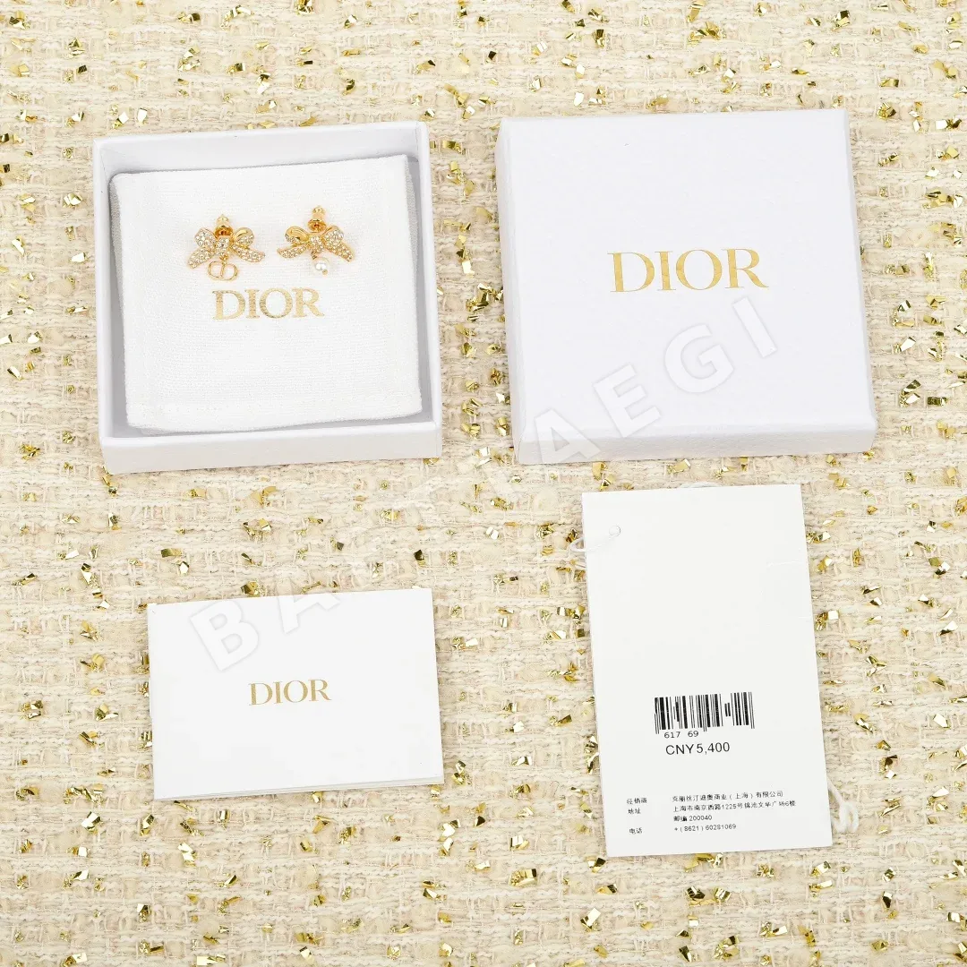 디올 리본 진주 귀걸이 60549